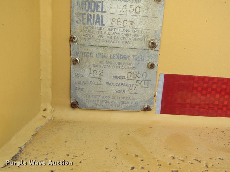 image for item DD8825 1984 Witco Challenger RG50 lowboy equipment trailer