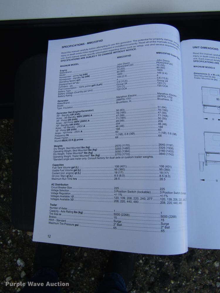 image for item DD8833 2014 Magnum MMG35 generator