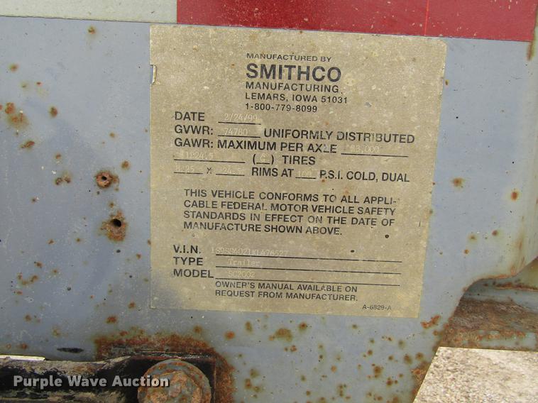 image for item DF3835 1999 Smithco SC2002 side dump trailer