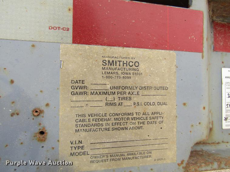 image for item DF3835 1999 Smithco SC2002 side dump trailer
