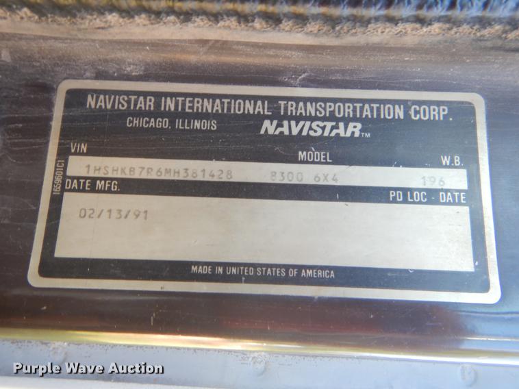 image for item EK9573 1991 International 8300 dump truck