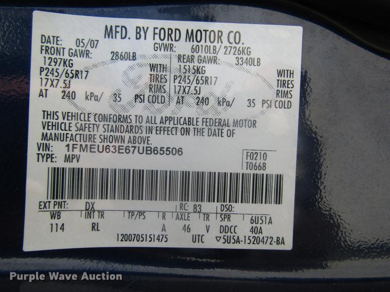 image for item DD7509 2007 Ford Explorer XLT SUV