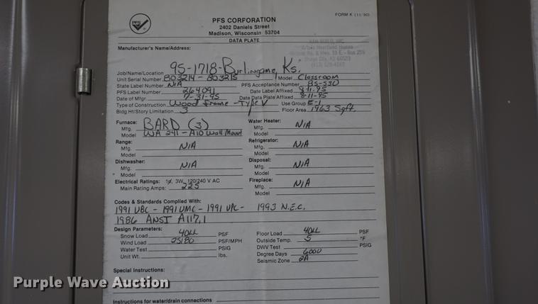 image for item DD7756 1995 modular classroom