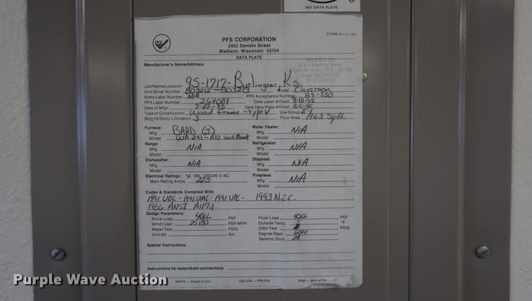 image for item DD7757 1995 modular classroom