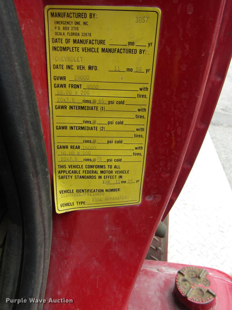 image for item DD8843 1985 Chevrolet 70 fire truck