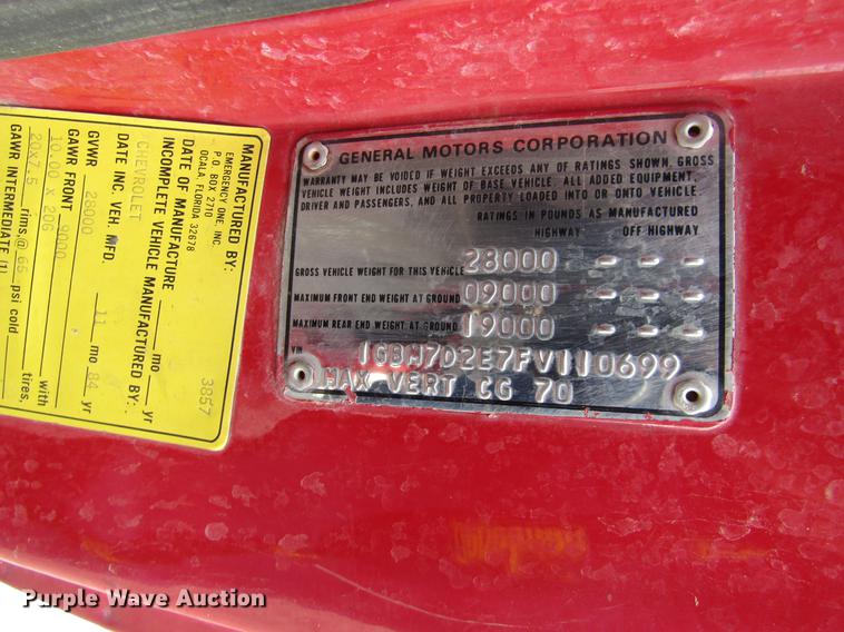 image for item DD8843 1985 Chevrolet 70 fire truck