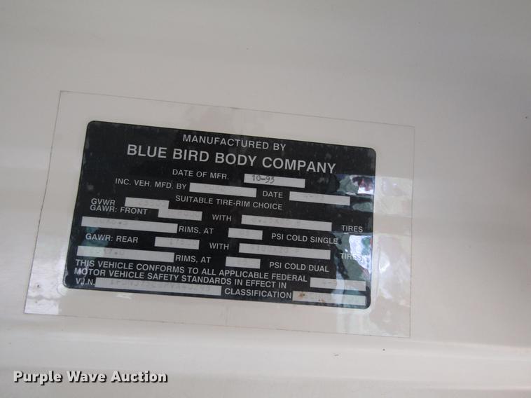 image for item DD8868 1993 Ford B700 school bus