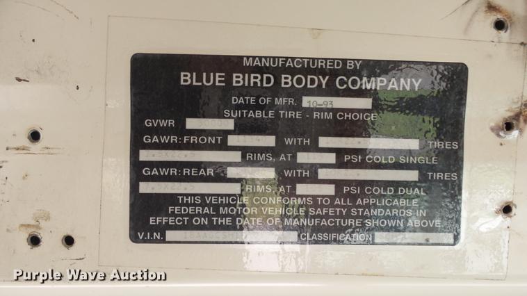 image for item DE7193 1994 Blue Bird TC2000 school bus