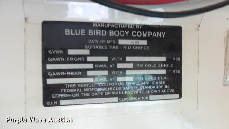 image for item DE7194 1993 Blue Bird All American school bus