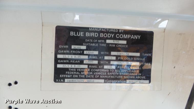 image for item DE7195 1993 Blue Bird All American school bus