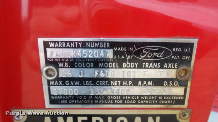 image for item DF4281 1964 Ford 600 fire truck