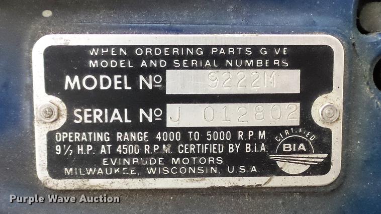 image for item DM9914 1982 Evinrude 9222M two cylinder two cycle outboard motor