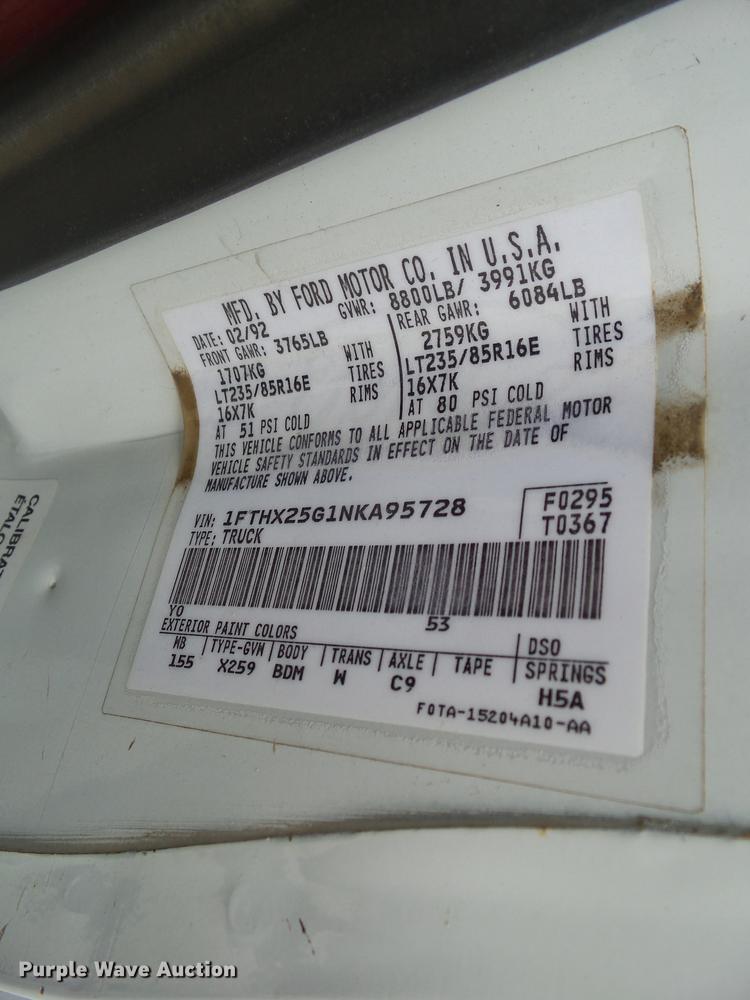 image for item DZ9380 1992 Ford F250 SuperCab flatbed pickup truck