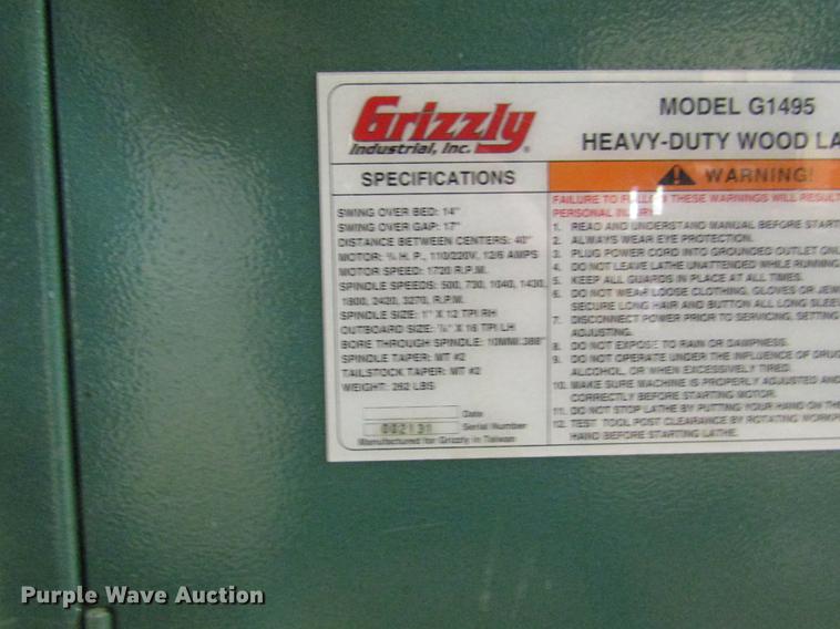 image for item EI9457 Grizzly wood lathe