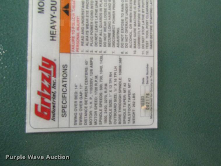 image for item EI9458 Grizzly wood lathe