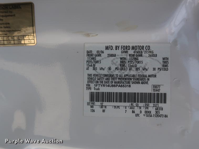 image for item EP9406 2006 Ford Ranger SuperCab pickup truck