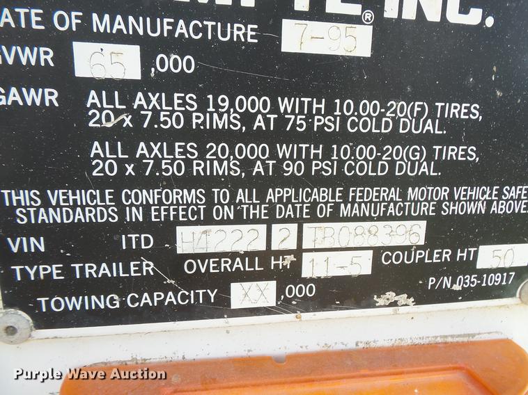 image for item DV9434 1996 Timpte double hopper bottom grain trailer