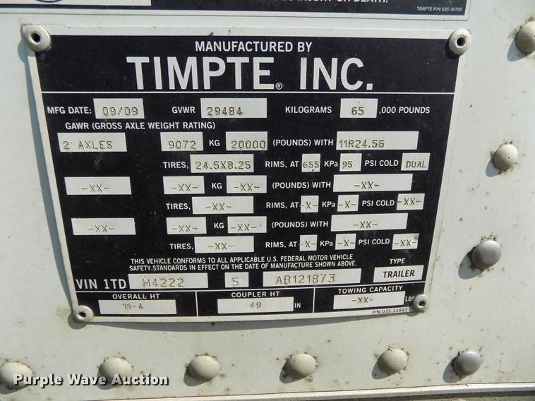 image for item DB8681 2010 Timpte Super Hopper double hopper bottom grain trailer