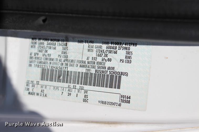 image for item BE9333 1999 Ford Econoline E350 Extended van