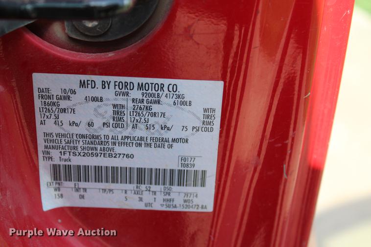 image for item BE9337 2007 Ford F250 Super Duty XLT SuperCab pickup truck