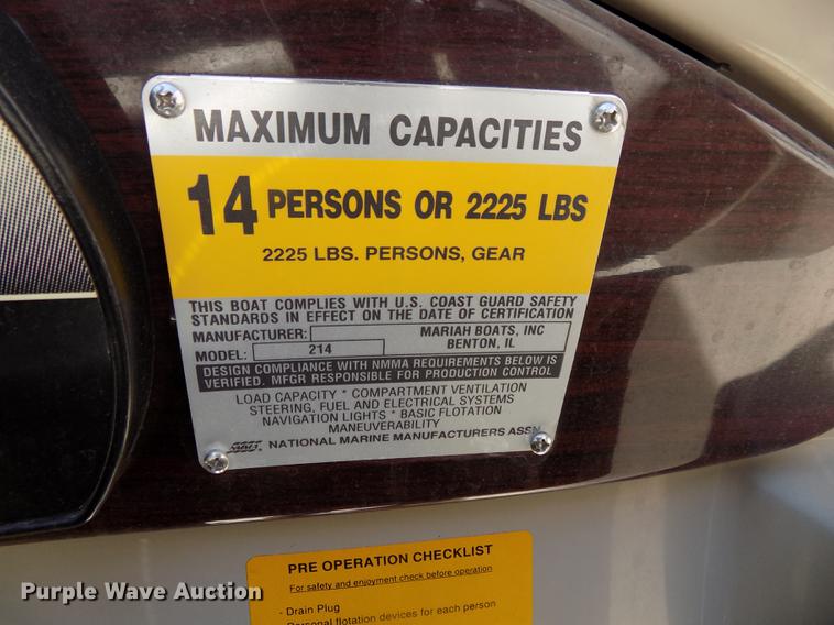 image for item DB8669 2000 Mariah Jubilee 214 deck boat