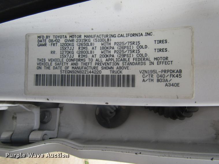 image for item DD7508 2002 Toyota Tacoma Double Cab pickup truck