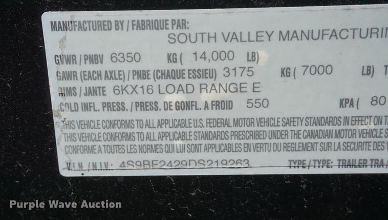 image for item DD7778 2013 South Valley tilt deck equipment trailer