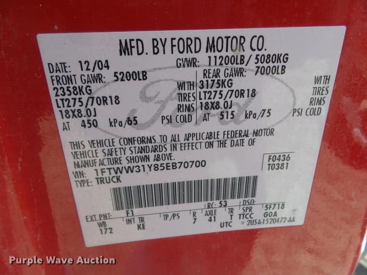 image for item DZ9397 2005 Ford F350 Super Duty XL Crew Cab pickup truck