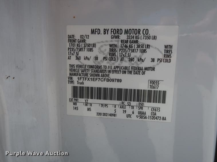 image for item EF9781 2012 Ford F150 SuperCab pickup truck