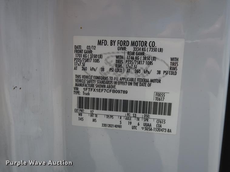 image for item EF9781 2012 Ford F150 SuperCab pickup truck