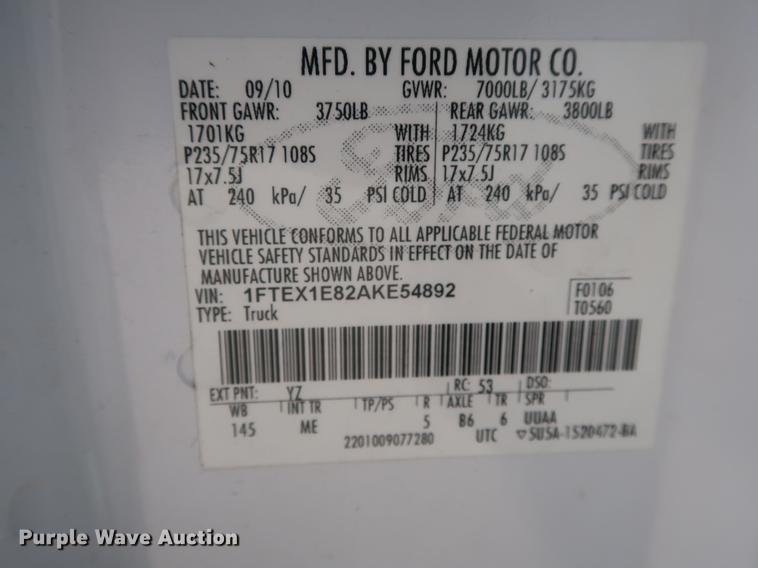 image for item EF9782 2010 Ford F150 SuperCab pickup truck