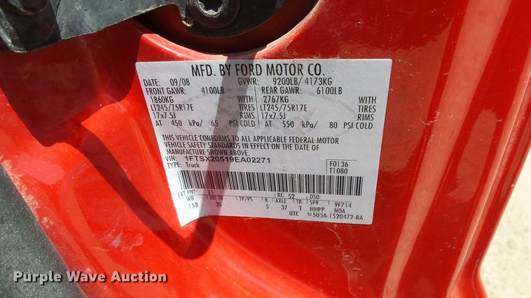 image for item ET9347 2009 Ford F250 Super Duty SuperCab pickup truck