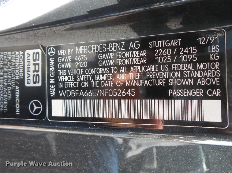 image for item EV9017 1992 Mercedes Benz 500SL convertible