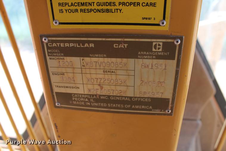 image for item DD5242 1989 Caterpillar 120G motor grader