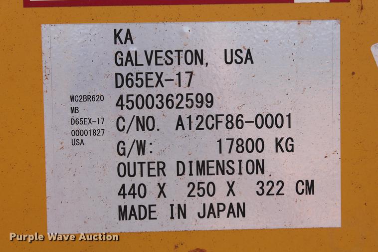 image for item DD5244 2013 Komatsu D65EX-17 dozer