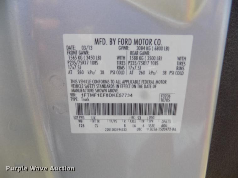 image for item DD5790 2013 Ford F150 XL pickup truck