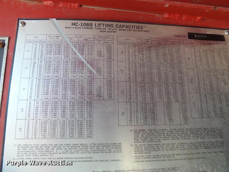 image for item DD8607 1966 Link Belt LS-108B lattice boom crane