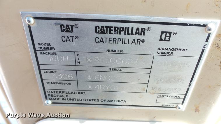 image for item DE2957 1998 Caterpillar 160H motor grader