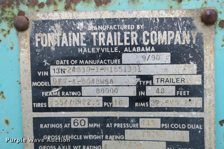 image for item DE3760 1991 Fontaine DFT-4-8048WSA drop deck trailer