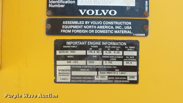 image for item DE7200 2004 Volvo L60E wheel loader