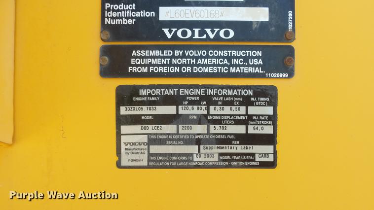 image for item DE7200 2004 Volvo L60E wheel loader