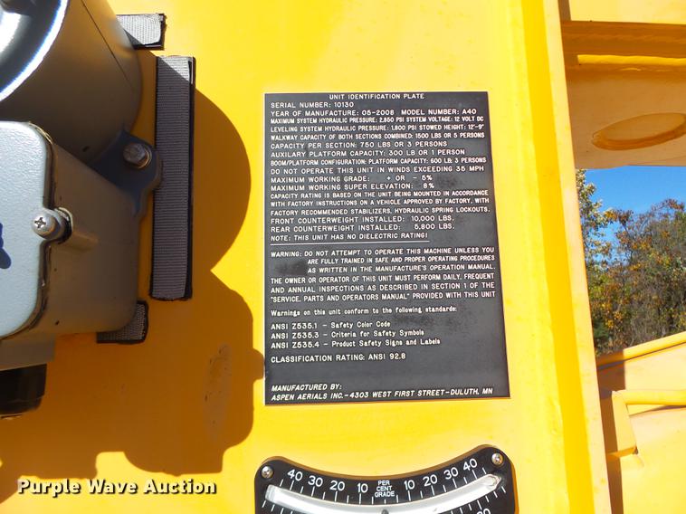 image for item DF9447 2008 Peterbilt 367 bridge inspection truck