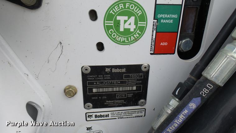 image for item DX9443 2016 Bobcat T650 skid steer