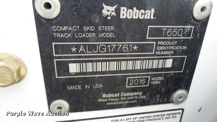 image for item DX9443 2016 Bobcat T650 skid steer