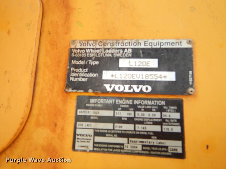 image for item EC9452 2005 Volvo L120E wheel loader