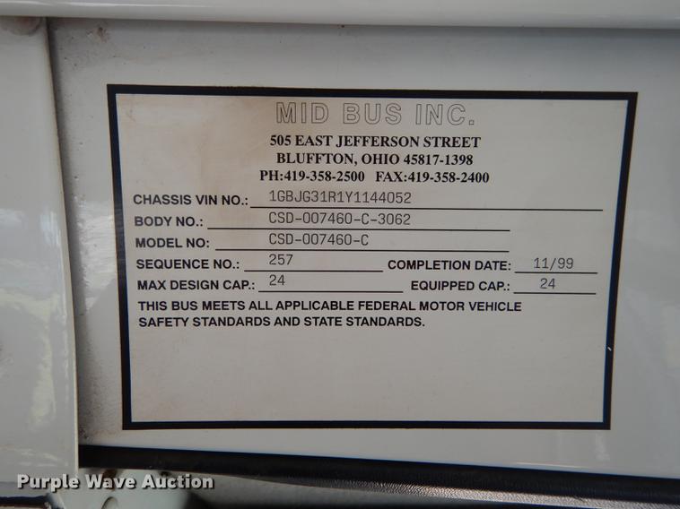 image for item DB8355 2000 Chevrolet Express G3500 school bus