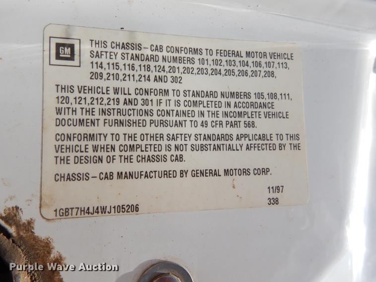 image for item DB8381 1998 Chevrolet C8500 dump truck