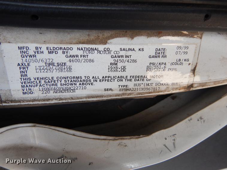 image for item DB8388 1999 Ford Econoline E450 Super Duty Eldorado shuttle bus