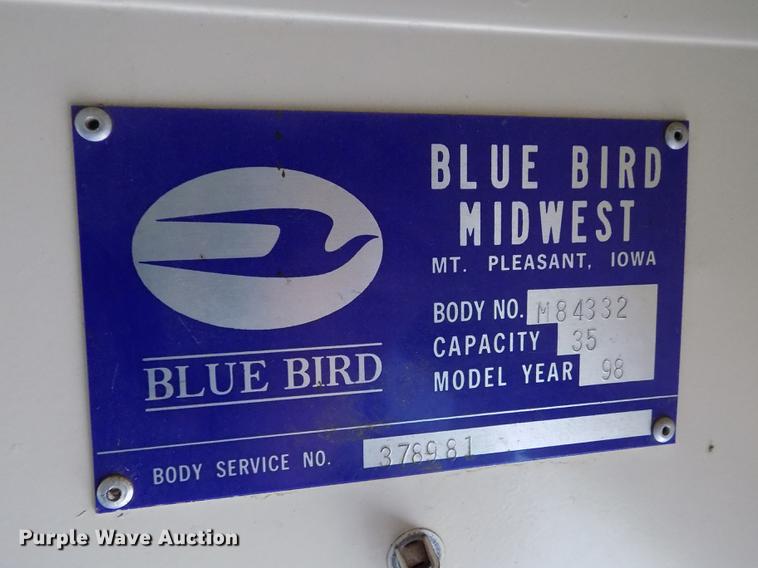 image for item DB9193 1998 International 3800 Bluebird school bus