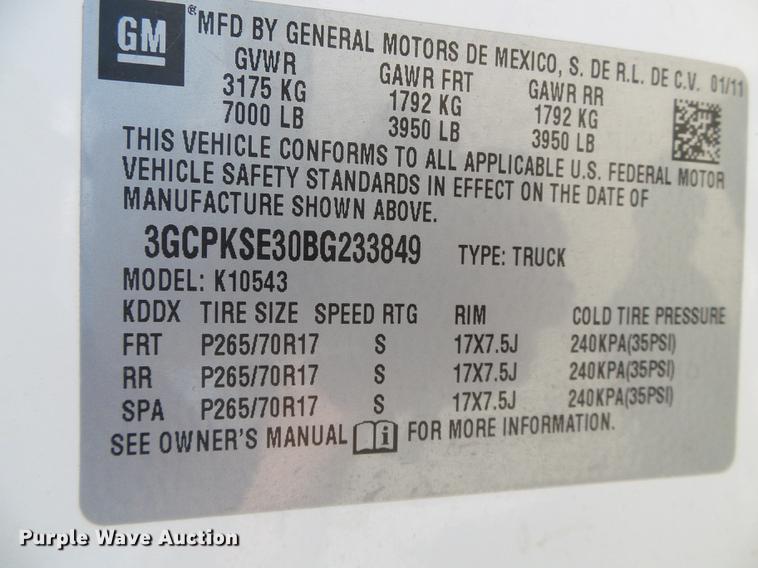 image for item DD5796 2011 Chevrolet Silverado 1500 Crew Cab pickup truck